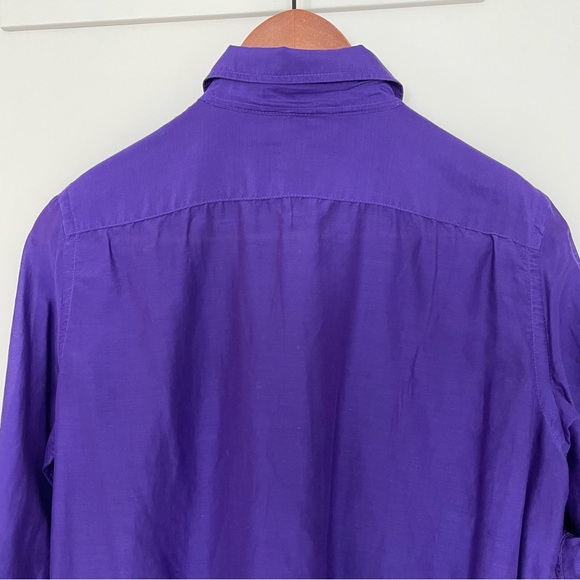 Lauren Ralph Lauren Silk Blend Sheer Button Down Long Sleeve Shirt Medium - Picture 8 of 11